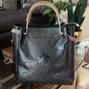 Chic Black Embossed Tote Bag